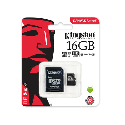 Pack of 25 -Kingston Canvas Select 16GB Micro SD UHS-I Flash Card with Adapter