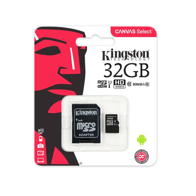 Pack of 25 -Kingston Canvas Select 32GB Micro SD UHS-I Flash Card with Adapter