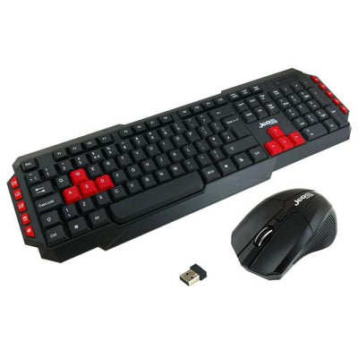 Jedel  Wireless Gaming Desktop Kit, Multimedia Keyboard with Red Colour Coded Keys, Mouse