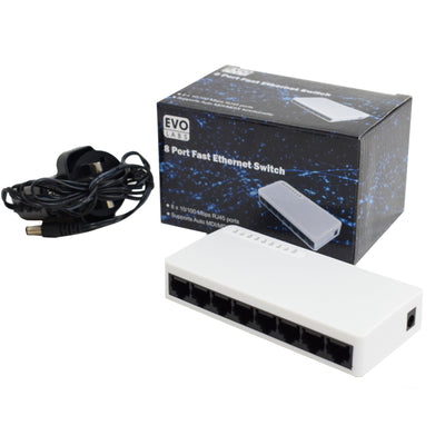 Evo Labs 8 Port 10/100 Mbps Fast Ethernet Network Switch